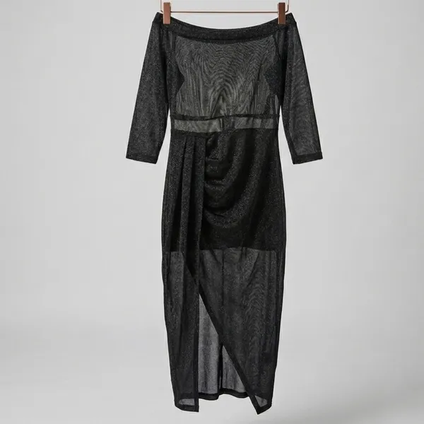 Vestido Sobreposição Transparente Preto G Shein