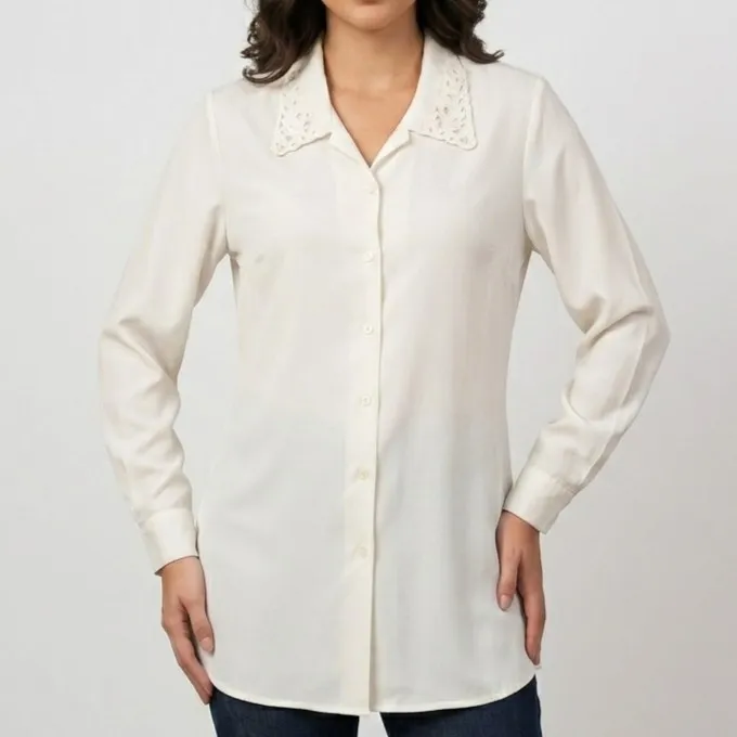 Camisa branca acetinada vintage CGC M