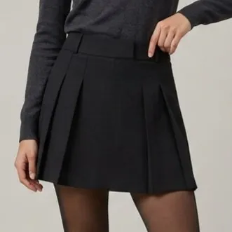 Saia Plissada Colegial Preta M Basiq