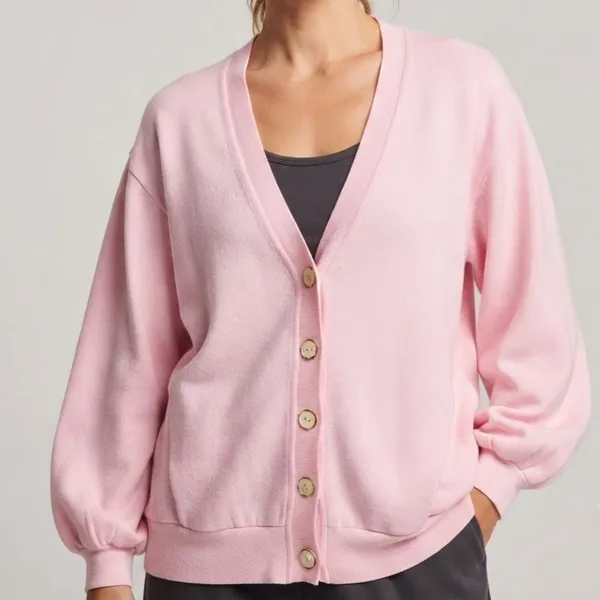 Cardigan Moletom Rosa Vintage Gola V M
