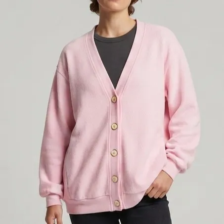 Cardigan Moletom Rosa Vintage Gola V M
