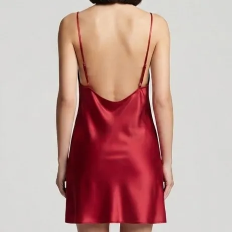 Camisola Vestido Cetim Vermelho G