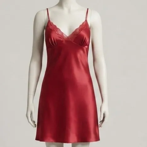 Camisola Vestido Cetim Vermelho G
