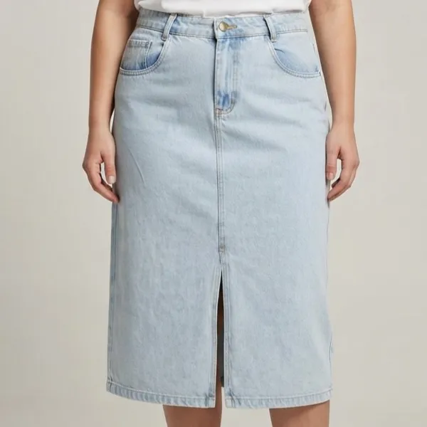 Saia Jeans Midi Fenda Frontal 46 Vidalle