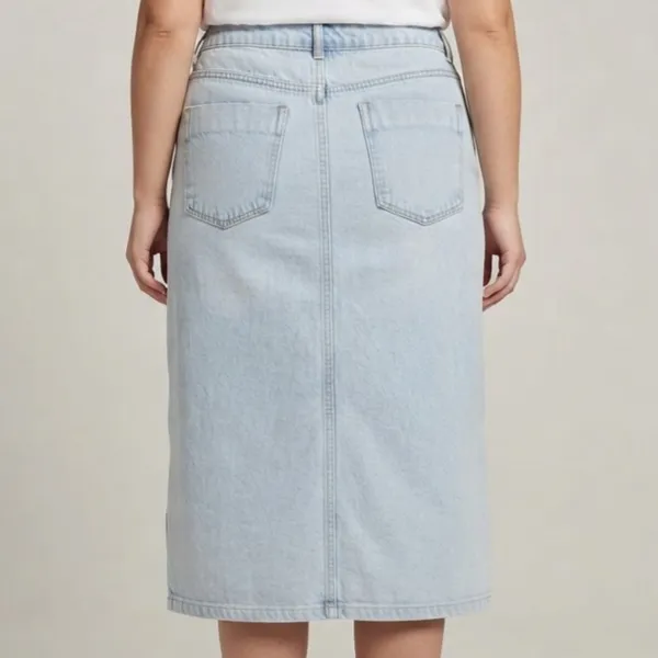 Saia Jeans Midi Fenda Frontal 46 Vidalle