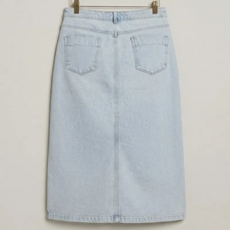 Saia Jeans Midi Fenda Frontal 46 Vidalle