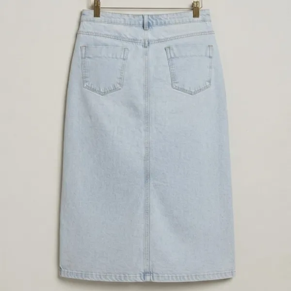 Saia Jeans Midi Fenda Frontal 46 Vidalle
