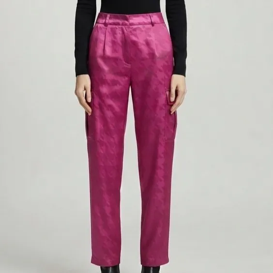 Calça Cargo Rosa Acetinado G Karamello