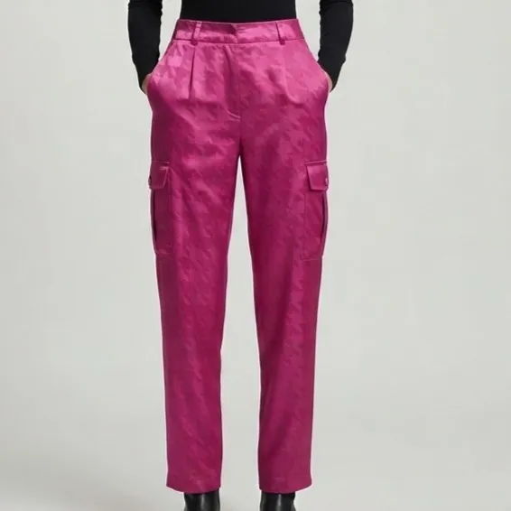Calça Cargo Rosa Acetinado G Karamello