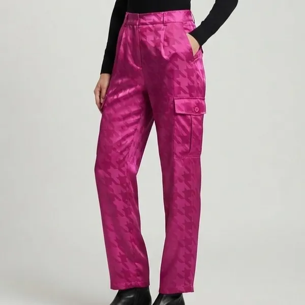Calça Cargo Rosa Acetinado G Karamello