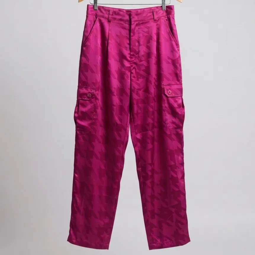 Calça Cargo Rosa Acetinado G Karamello