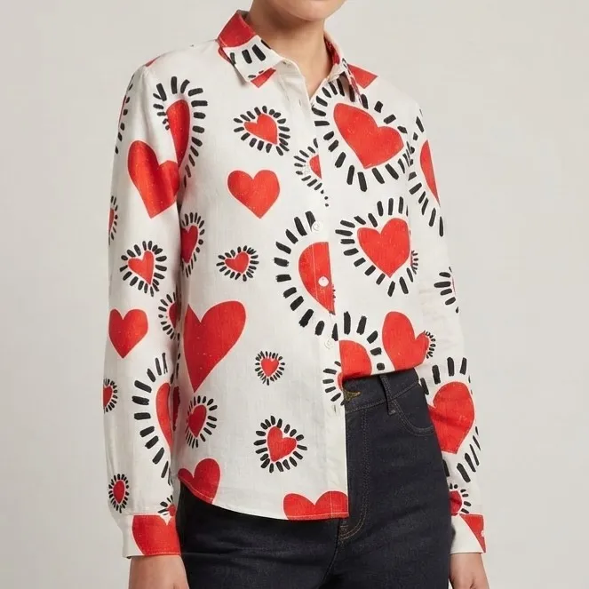 Camisa Manga Longa Corações Lúdica G