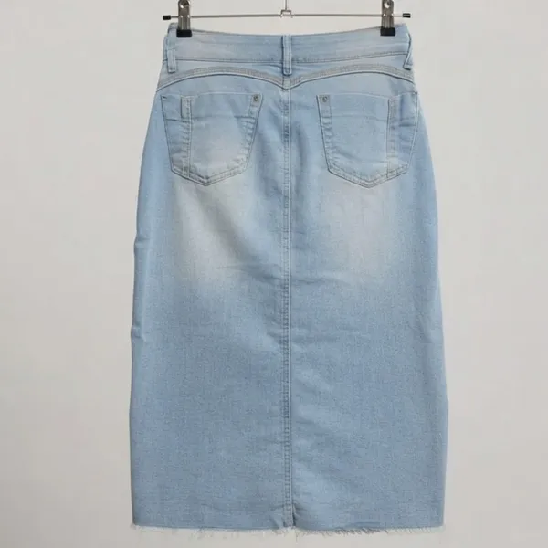 Saia Jeans Midi Fenda Lateral 36 Todda Blue
