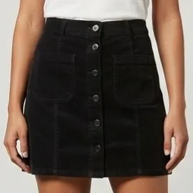 Saia Cargo Botões na Frente Preta G Lhg Fashion