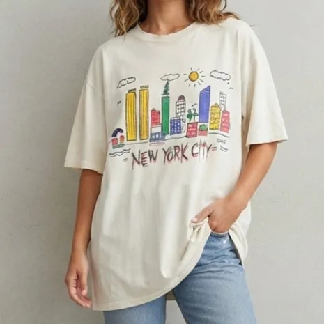 Camiseta Vintage Anos 90 Nova York GG Fuit of the Fruit