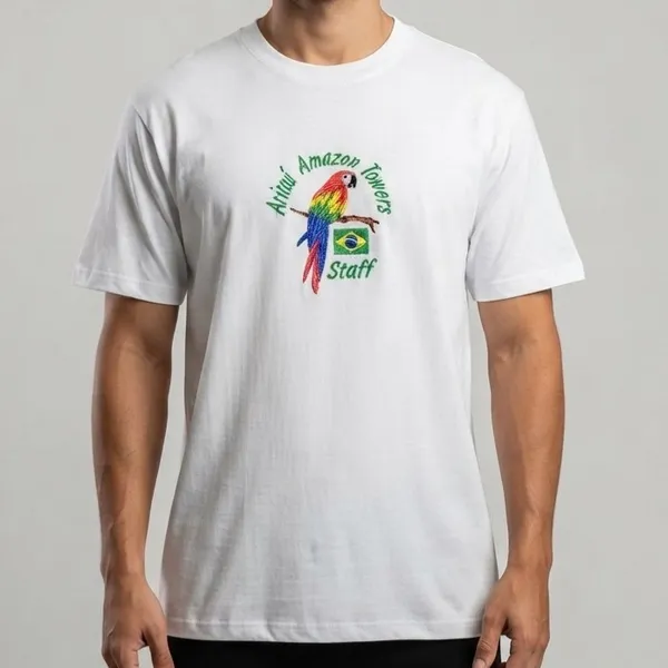 Camiseta Brasil Bordada Branca G