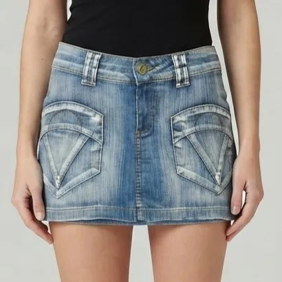 Mini Saia Jeans Cintura Baixa Y2k 40 Bright Star