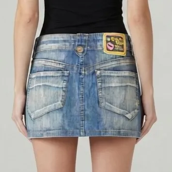 Mini Saia Jeans Cintura Baixa Y2k 40 Bright Star