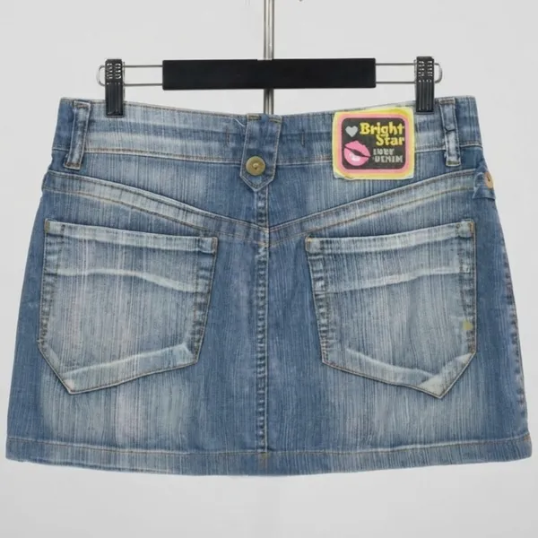 Mini Saia Jeans Cintura Baixa Y2k 40 Bright Star