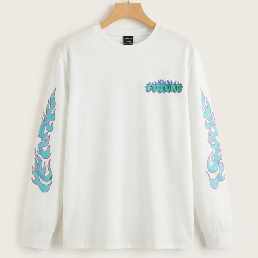 Camiseta Manga Longa Aesthetic Chamas G Shein