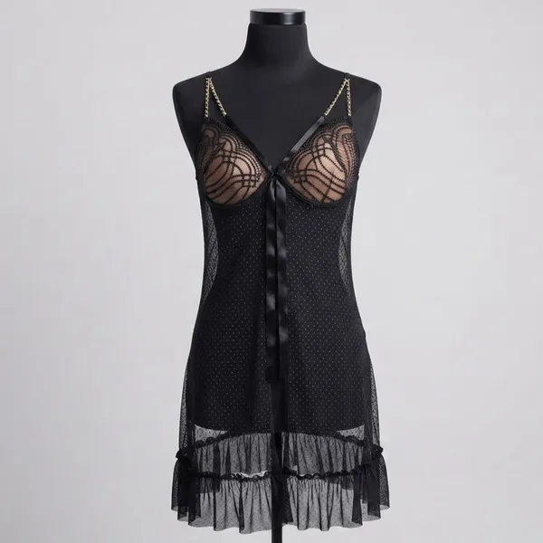 Camisola Baby Doll Preta Luxo G Beleza