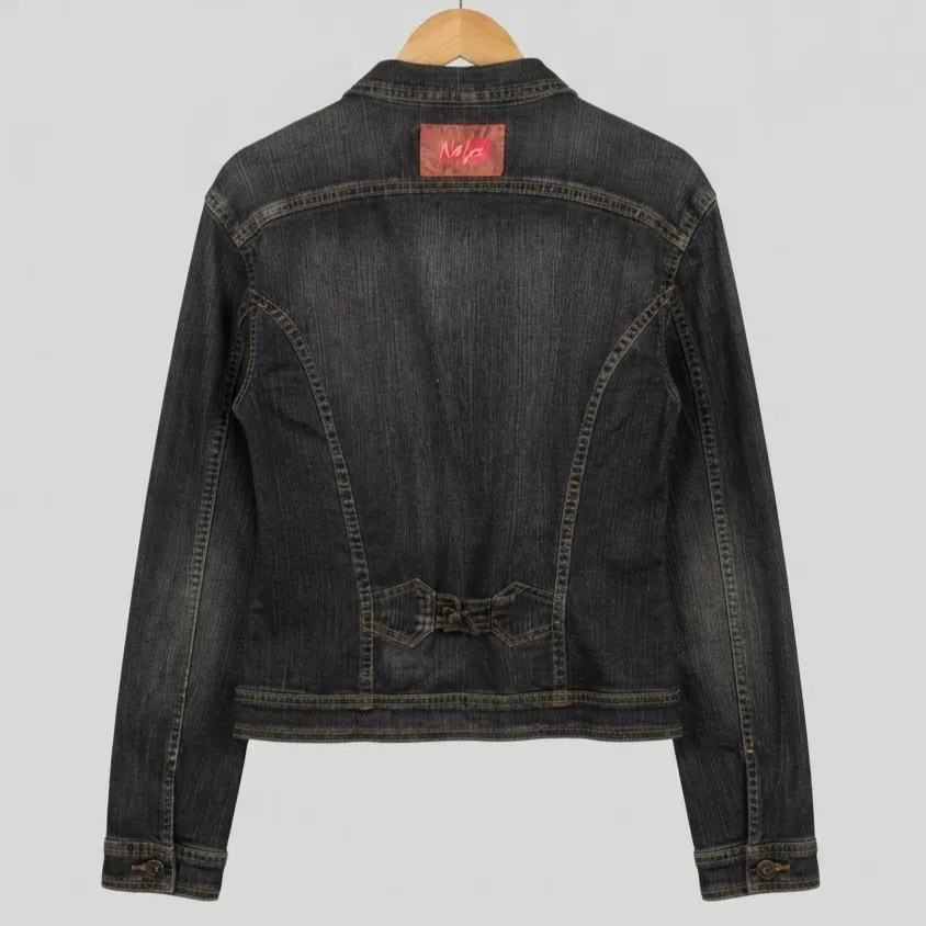 Jaqueta Jeans Feminina Cinza Y2k P Nafee
