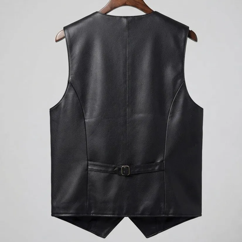 Colete Couro Preto Vintage CGC G Paralelas