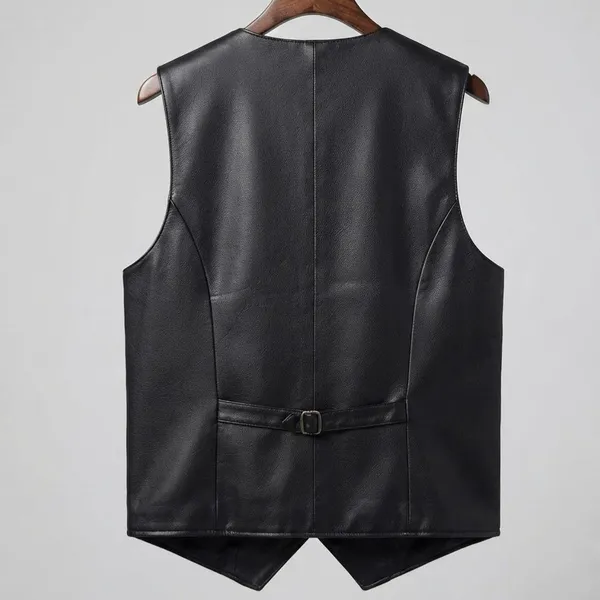 Colete Couro Preto Vintage CGC G Paralelas