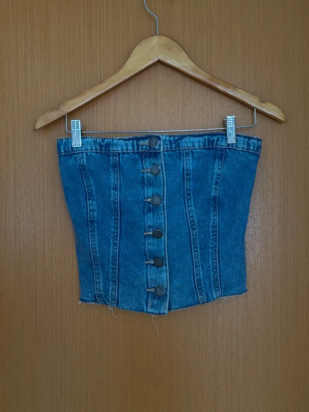 Blusa jeans, sem alça