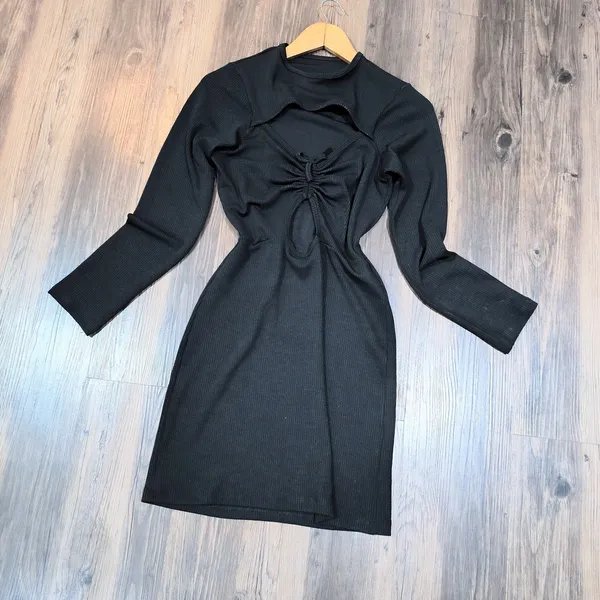 Vestido Canelado Preto