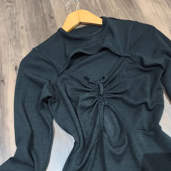 Vestido Canelado Preto