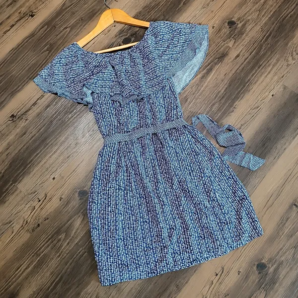 Vestido Ciganinha Azul e Branco