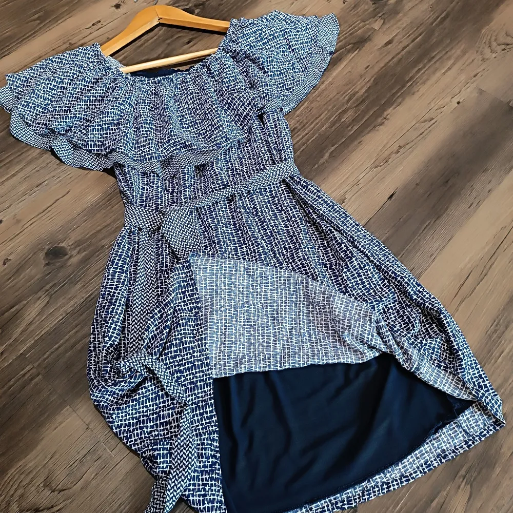 Vestido Ciganinha Azul e Branco