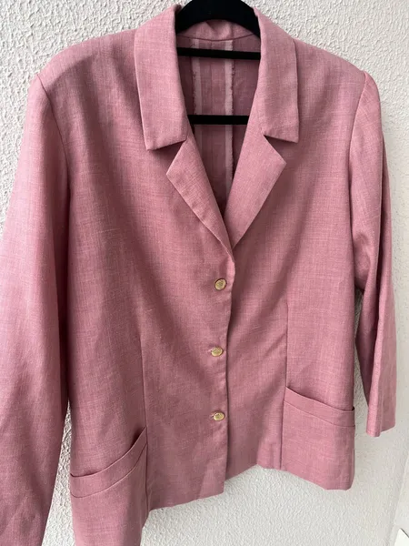blazer feminino rosa linho anos 80