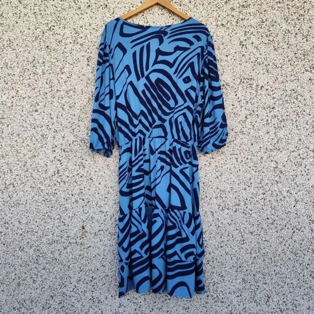 Vestido midi azul estampado