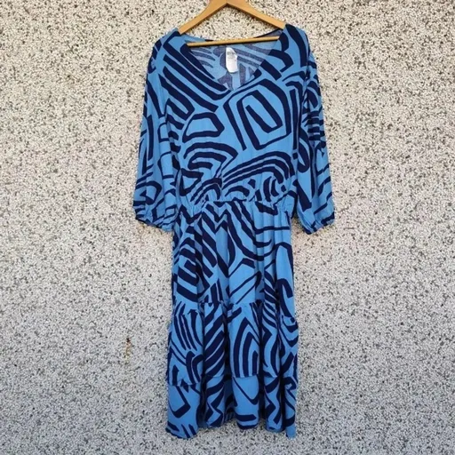 Vestido midi azul estampado