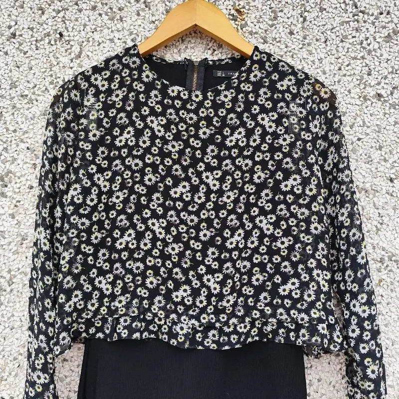 Vestido Zara Preto Floral