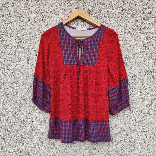 Blusa boho estampada vermelha
