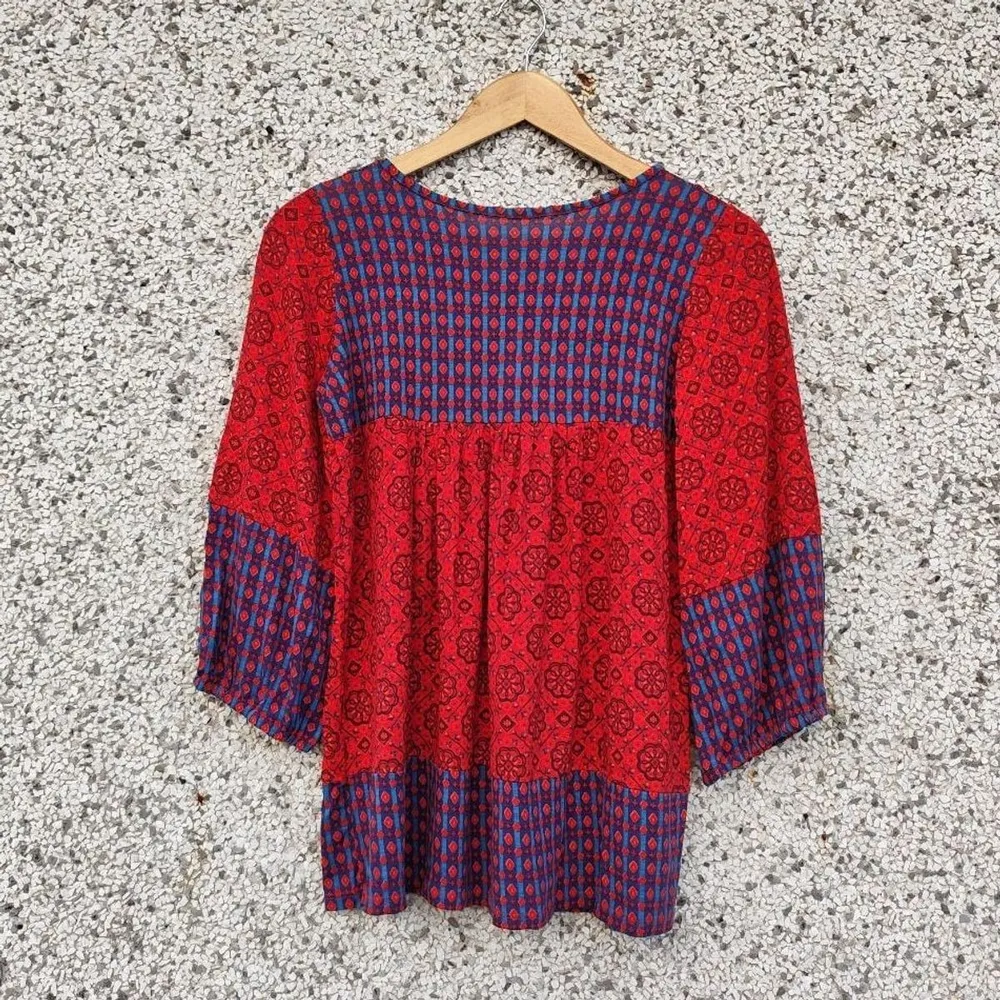 Blusa boho estampada vermelha