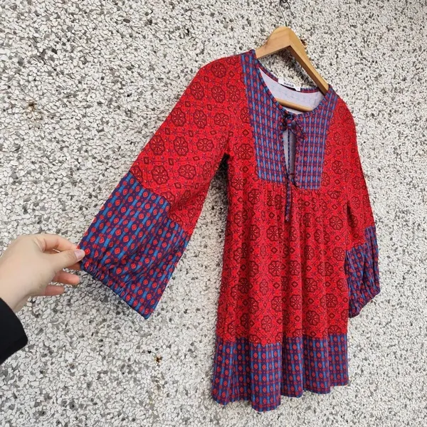 Blusa boho estampada vermelha