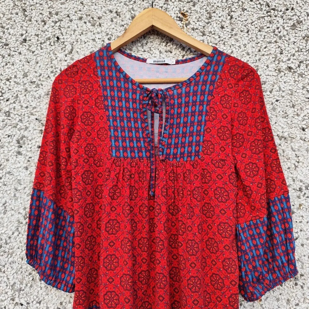 Blusa boho estampada vermelha