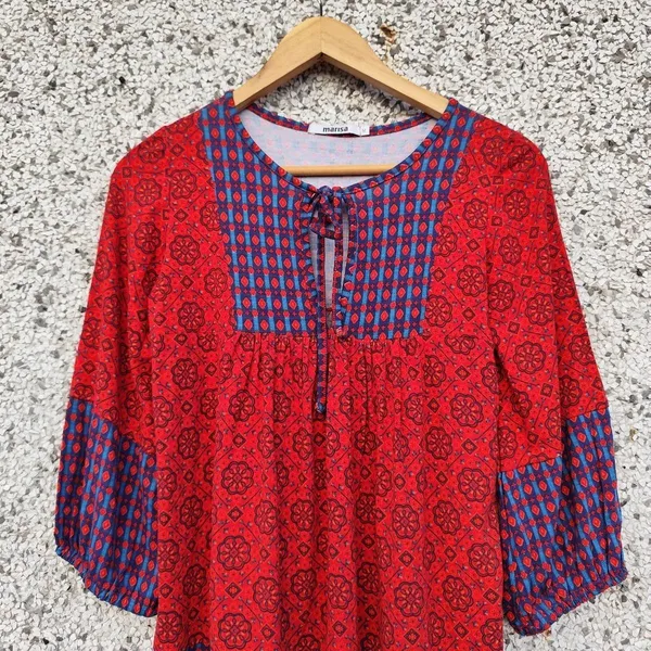 Blusa boho estampada vermelha
