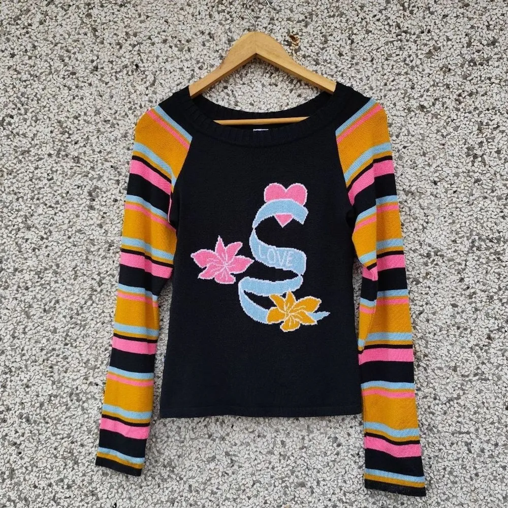 Suéter tricô estampado Y2K