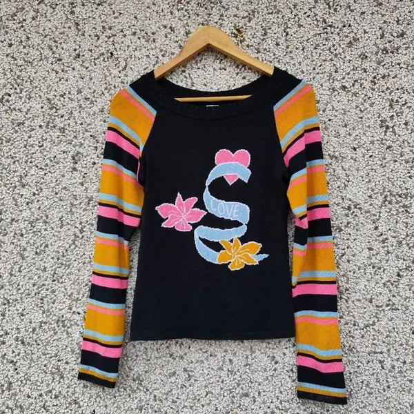 Suéter tricô estampado Y2K
