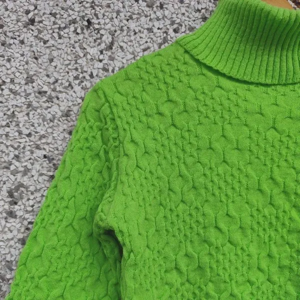 Suéter tricô gola alta verde