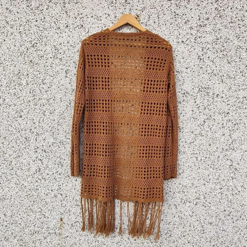 Cardigan Youcom crochê marrom
