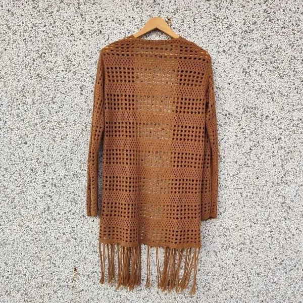 Cardigan Youcom crochê marrom