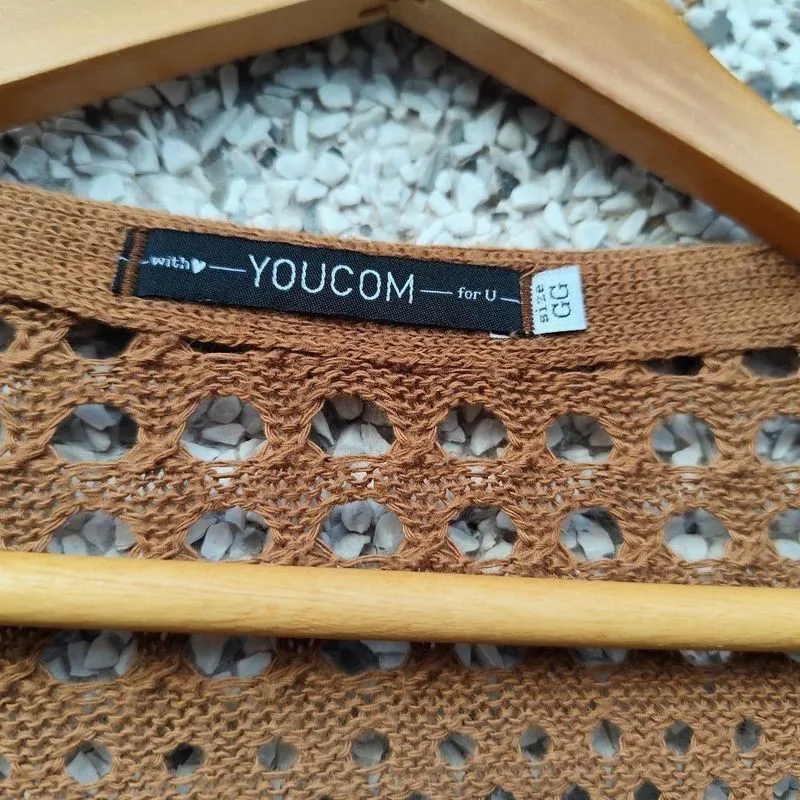 Cardigan Youcom crochê marrom