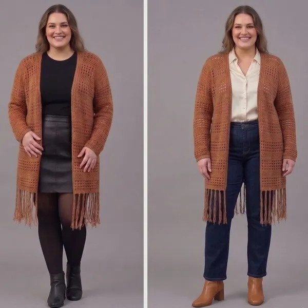 Cardigan Youcom crochê marrom