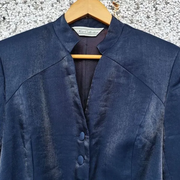 Blazer feminino vintage azul-marinho